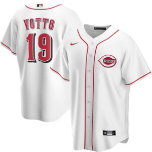 Men Cincinnati Reds #19 Joey Votto White Stitched Baseball Jersey