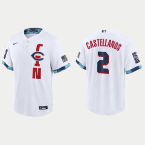 Men Cincinnati Reds #2 Nick Castellanos 2021 White All-Star Cool Base Stitched Jersey