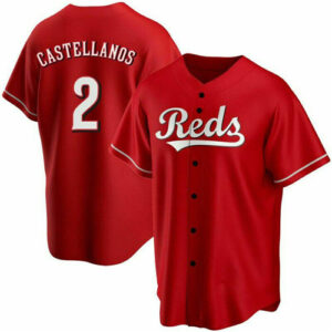 Men Cincinnati Reds #2 Nick Castellanos Red Cool Base Stitched Jersey