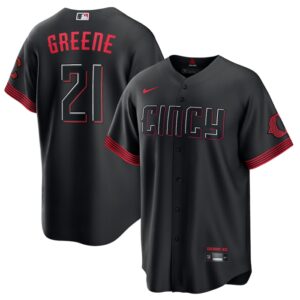 Men Cincinnati Reds #21 Hunter Greene 2023 City Connect Cool Base Stitched Baseball Jersey