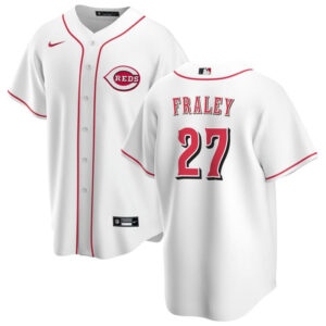 Men Cincinnati Reds #27 Jake Fraley White Cool Base Stitched Baseball Jersey