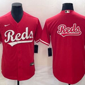 Men Cincinnati Reds Red Team Big Logo Cool Base Stitched Baseball Jersey