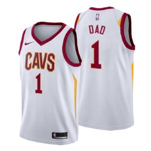 Men Cleveland Cavaliers 2018 Father Day White Number 1 Dad Swingman Jersey