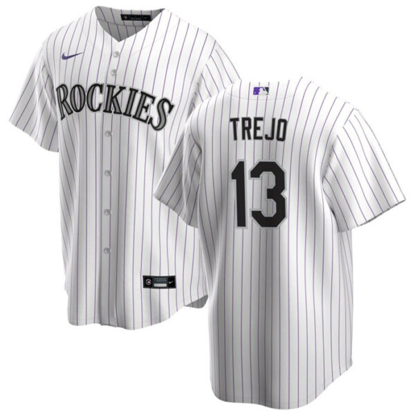 Men Colorado Rockies #13 Alan Trejo White Stitched Baseball Jersey