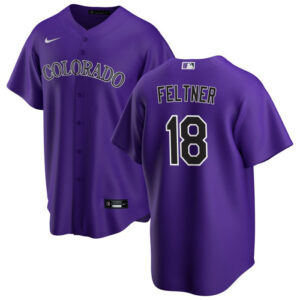 Men Colorado Rockies #18 Ryan Feltner Purple Stitched Baseball Jersey