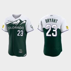 Men Colorado Rockies #23 Kris Bryant Green 2022 City Connect Flex Base Stitched Baseball Jersey