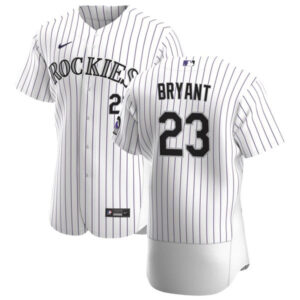 Men Colorado Rockies #23 Kris Bryant White Flex Base Stitched Jersey