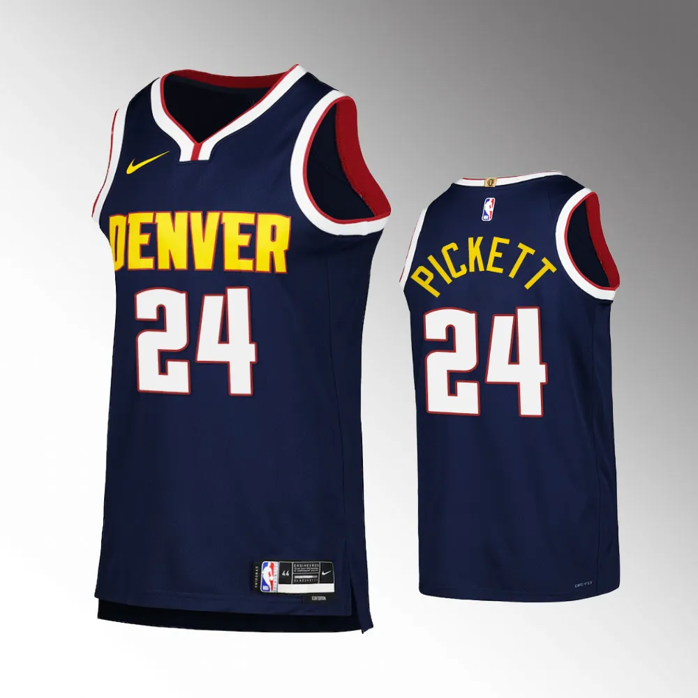 Men Denver Nuggets #24 Icon Edition Navy 2022-2023 Jalen Pickett Jersey 2023 Nba Draft