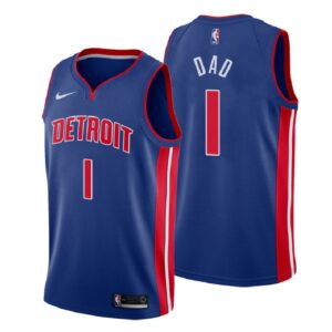 Men Detroit Pistons 2018 Father Day Blue Number 1 Dad Swingman Jersey