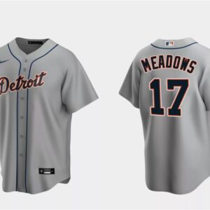 Men Detroit Tigers #17 Austin Meadows Gray Cool Base Stitched Jersey