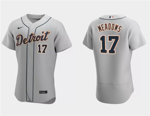 Men Detroit Tigers #17 Austin Meadows Gray Flex Base Stitched Jersey