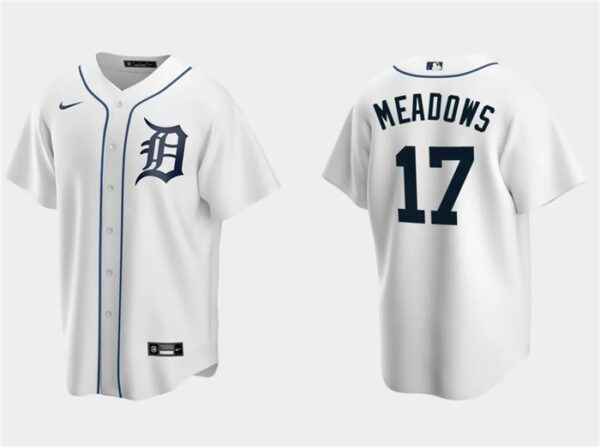 Men Detroit Tigers #17 Austin Meadows White Cool Base Stitched Jersey