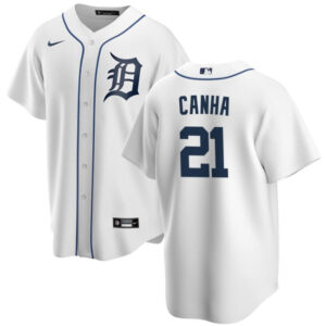 Men Detroit Tigers #21 Mark Canha White Cool Base Stitched Baseball Jersey