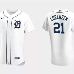 Men Detroit Tigers #21 Michael Lorenzen White Flex Base Stitched Jersey