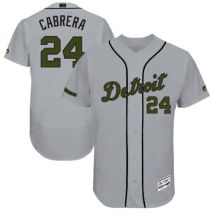 Men Detroit Tigers #24 Miguel Cabrera Majestic Gray 2017 Memorial Day Collection Flex Base Player Stitched MLB Jersey