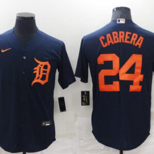 Men Detroit Tigers #24 Miguel Cabrera Navy Cool Base Stitched Jersey