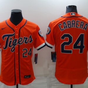 Men Detroit Tigers #24 Miguel Cabrera Orange Flex Base Stitched Jersey