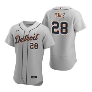 Men Detroit Tigers #28 Javier Baez Grey Flex Base Stitched Jersey