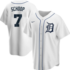 Men Detroit Tigers #7 Jonathan Schoop White Cool Base Stitched Jersey