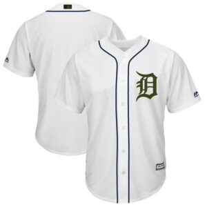 Men Detroit Tigers Blank White 2018 Memorial Day Cool Base Stitched MLB Jersey