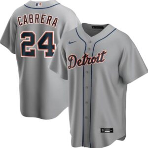 Men Detroit Tigers Grey #24 Miguel Cabrera Cool Base Stitched MLB Jersey