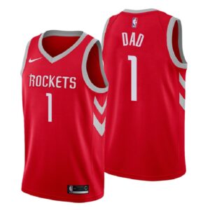 Men Houston Rockets 2018 Father Day Red Number 1 Dad Swingman Jersey