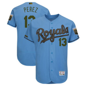 Men Kansas City Royals #13 Salvador Perez Blue 2018 Memorial Day Flexbase Stitched MLB Jersey