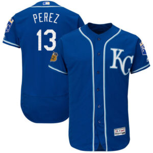 Men Kansas City Royals #13 Salvador Perez Majestic Royal 2017 Spring Training Flex Base Player Stitched MLB Jersey