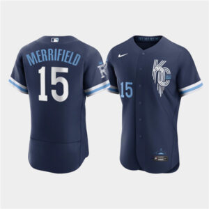 Men Kansas City Royals #15 Whit Merrifield 2022 Navy City Connect Flex Base Stitched MLB Jersey