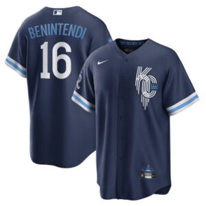 Men Kansas City Royals #16 Andrew Benintendi 2022 Navy City Connect Cool Base Stitched Jersey