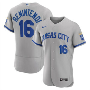 Men Kansas City Royals #16 Andrew Benintendi Grey Flex Base Stitched Jersey