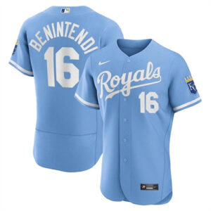 Men Kansas City Royals #16 Andrew Benintendi Light Blue Flex Base Stitched Jersey