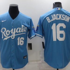 Men Kansas City Royals #16 Bo Jackson Light Blue Cool Base Stitched Jersey