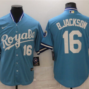 Men Kansas City Royals #16 Bo Jackson Light Blue Stitched MLB Jersey