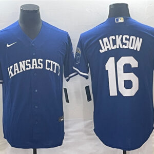 Men Kansas City Royals #16 Bo Jackson Navy Cool Base Stitched Baseball Jersey