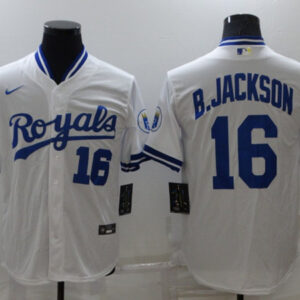 Men Kansas City Royals #16 Bo Jackson White Cool Base Stitched Jersey