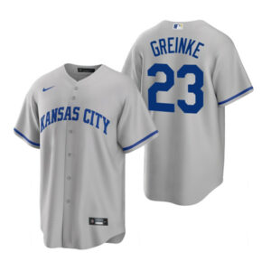 Men Kansas City Royals #23 Zack Greinke Grey Cool Base Stitched Jersey