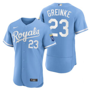 Men Kansas City Royals #23 Zack Greinke Light Blue Flex Base Stitched Jersey