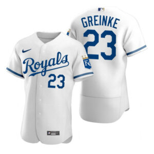 Men Kansas City Royals #23 Zack Greinke White Flex Base Stitched Jersey