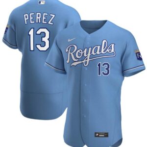 Men Kansas City Royals Blue #13 Salvador Perez Flex Base Stitched MLB Jersey