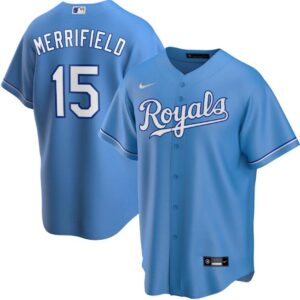 Men Kansas City Royals Blue #15 Whit Merrifield Cool Base Stitched MLB Jersey