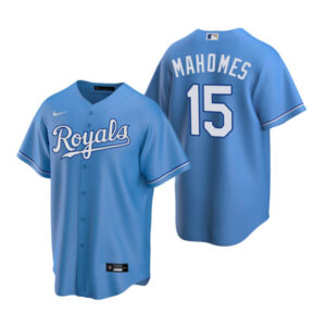 Men Kansas City Royals Light Blue #15 Patrick Mahomes Stitched MLB Jersey