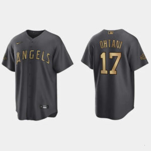 Men Los Angeles Angels #17 Shohei Ohtani 2022 All-star Charcoal Cool Base Stitched Jersey