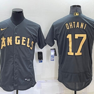 Men Los Angeles Angels #17 Shohei Ohtani 2022 All-star Charcoal Cool Base Stitched Jersey