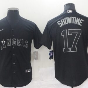 Men Los Angeles Angels #17 Shohei Ohtani Black Cool Base Stitched Baseball Jersey