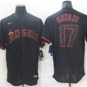 Men Los Angeles Angels #17 Shohei Ohtani Black Flex Base Stitched MLB Jersey