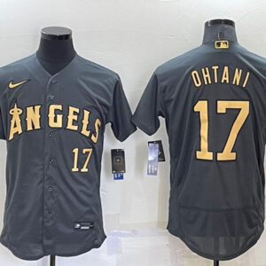 Men Los Angeles Angels #17 Shohei Ohtani Charcoal 2022 All-star Flex Base Stitched Jersey