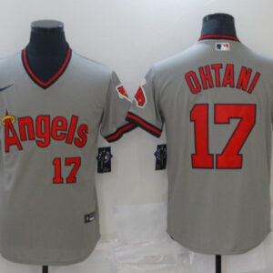 Men Los Angeles Angels #17 Shohei Ohtani Gray Cool Base Stitched Baseball Jersey