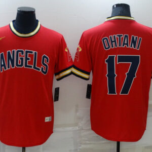 Men Los Angeles Angels #17 Shohei Ohtani Red Cool Base Stitched Jersey