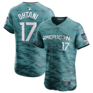 Men Los Angeles Angels #17 Shohei Ohtani Teal 2023 All-Star Flex Base Stittched Jersey